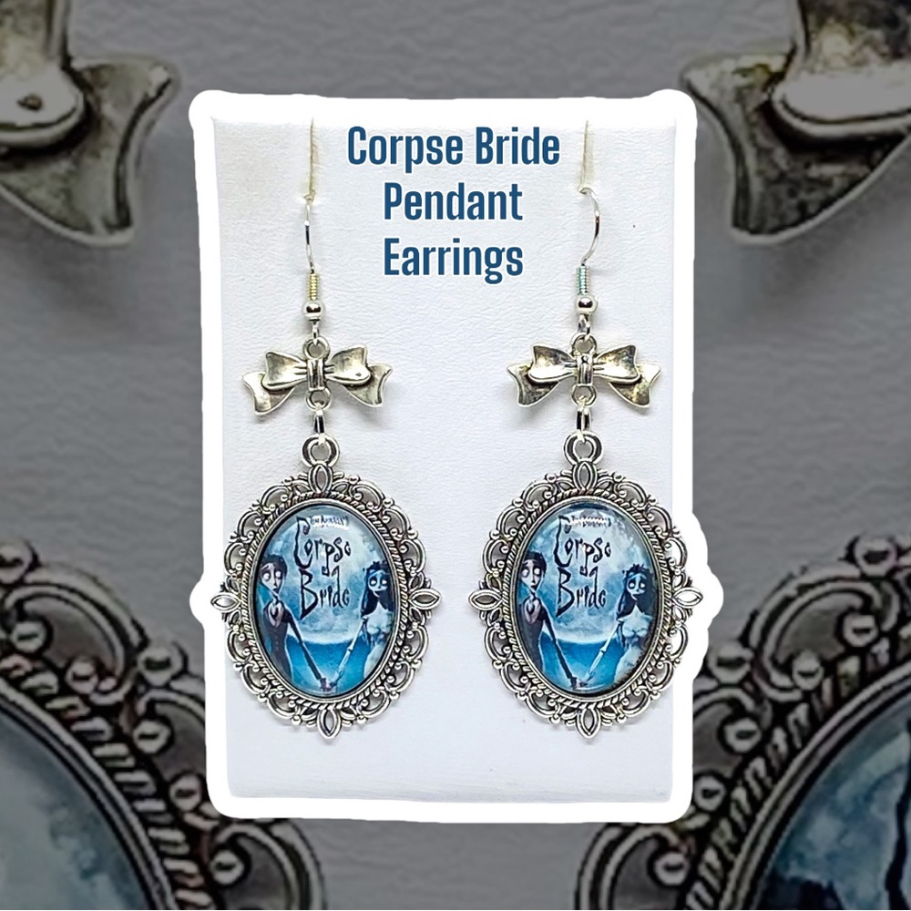 Corpse Bride Tim Burton’s Inspired Character Pendant 2 pairs Set of Earrings - Picture 2 of 11